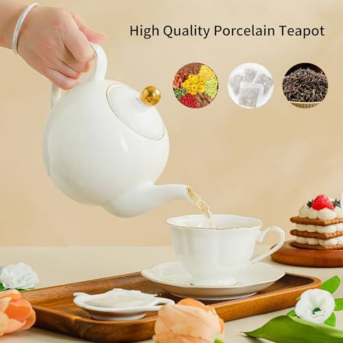 30oz White Porcelain Teapot