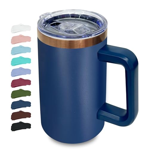 22oz Insulated Coffee Mug Bulk with Handle and Lid Navy