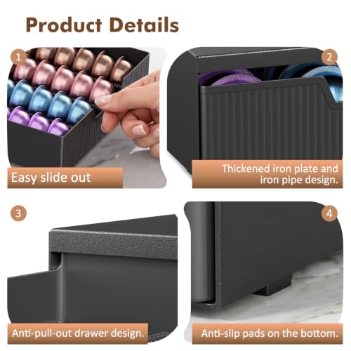 Coffee Pods Drawer Organizer Compatible with Nespresso Vertuo Pods & K