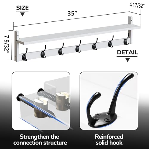 35" L Wall Hooks with Shelf