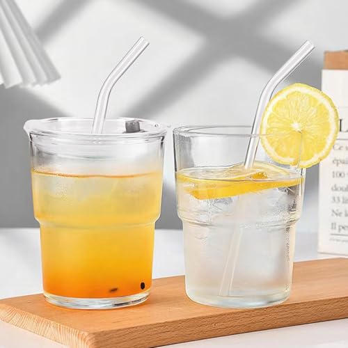 2PCS Glass Cups With Lids And Straws (2 Count)