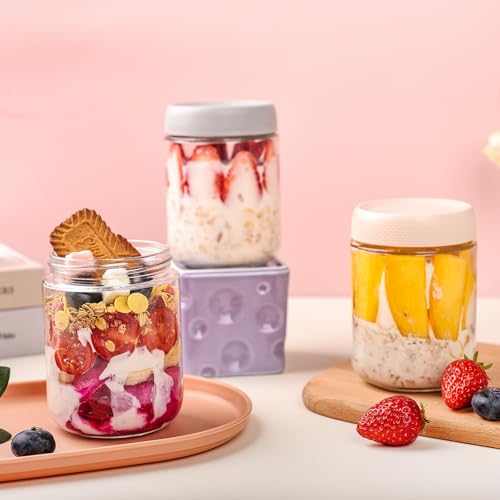 6 pack Overnight Oats Containers with Airtight Lids (16 Fl Oz)