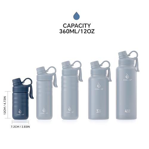 12oz Insulated Stainless Steel Water Bottle with 2 Leak