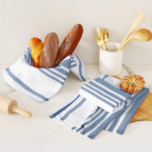 Premium Cotton Stripe Kitchen Towels 3 Pack (3 Count)