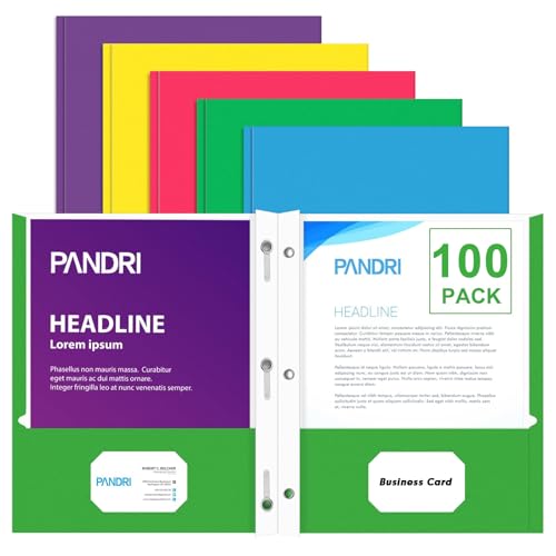 100 Pack Two Pocket Paper Folders with Prongs