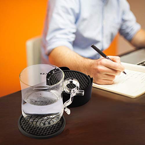 Silicone Coasters [6 Pack] Thickened Drink Coasters with Holder (6 Count)