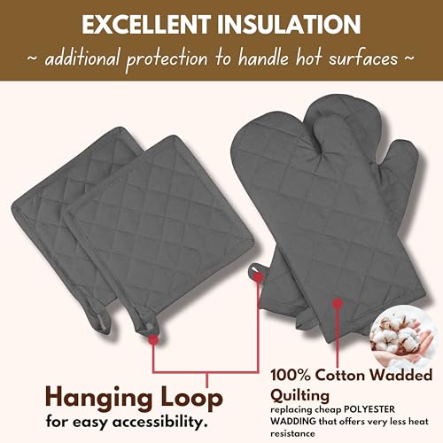 Farmhouse Oven Mitts and Pot Holders Set of 4 (4 Count)