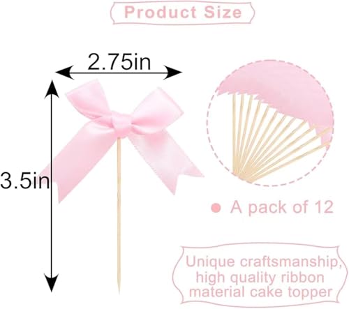 Pink Bow Cupcake Toppers