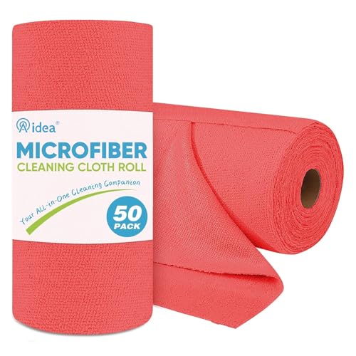 Red Microfiber Cleaning Cloth Roll (50 Count)