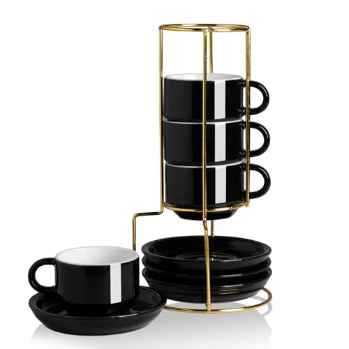 Sweejar Porcelain Espresso Cups with Saucers