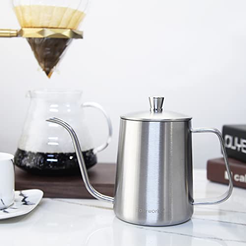 Gage Gooseneck Pour Over Coffee Kettle 12 oz Stainless Steel Hand Drip Long Narrow Spout