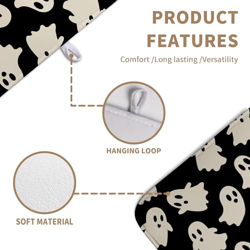 Halloween Ghosts Dish Drying Mat Black and White Large Kitchen Mats Dish Drying Pad Absorbent Dish Dryer Mat for Kitchen Countertops Microfiber Drainer Pad Dish Drying Mats