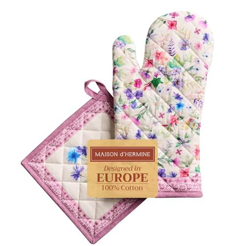 100% Cotton Oven Mitt & Pot Holder Set (2 Count)