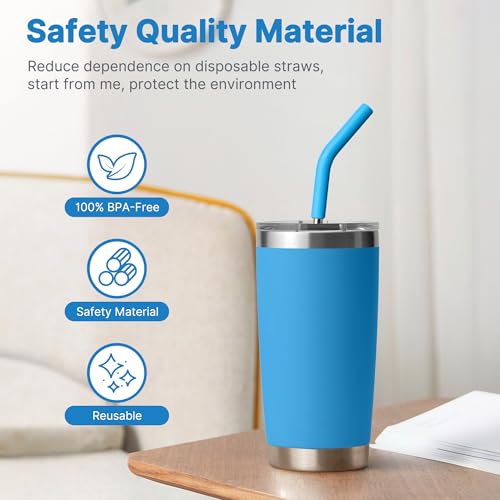 Metal Straws Reusable With Silicone Tips for Yeti 20 oz Tumbler
