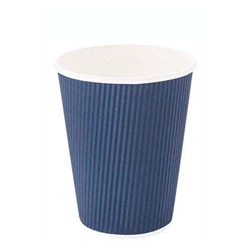 Ripple Wall Coffee Cups 25 Count 12 Ounce Insulated Midnight Blue Paper Cups