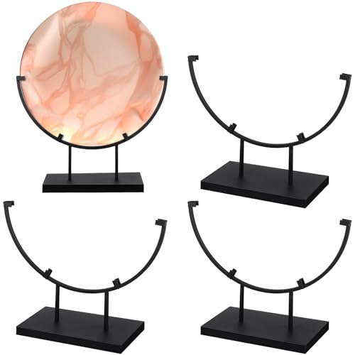 4 Pcs 8 In Round Metal Display Stand for Display Stained Glass (4 Count)