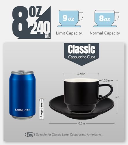 8 Ounce Porcelain Cappuccino Cups Set of 4 (4 Count)