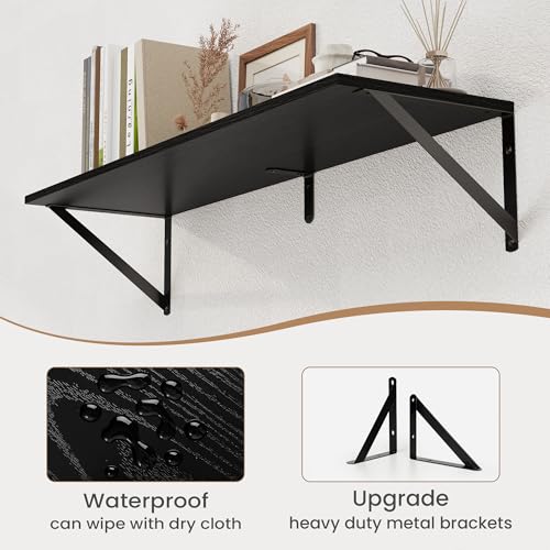 Black Deep Floating Shelves for Wall (2 Count)