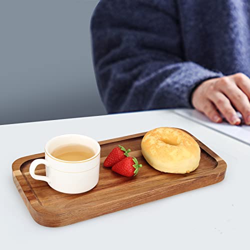 Rectangle Wooden Platter Acacia Wood Serving Tray for Kitchen Counter Decor