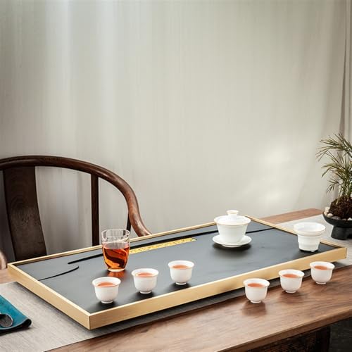 Tea Set Natural Ebonite Tea Tray Home Simple Copper Stone Tea Table Size Black Gold Stone Tea Sea Tea Set Tray Chinese Tea Set