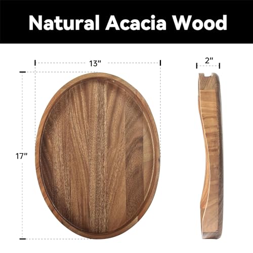 Acacia Wood Serving Tray with Handles