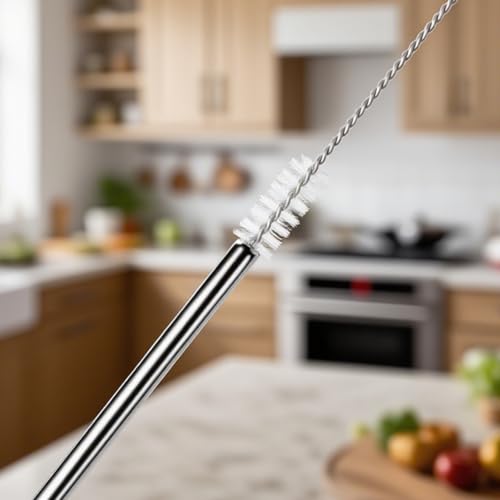 10 Pcs Metal Straw Reusable 8.5" 6mm Stainless Steel Straws (10 Count)