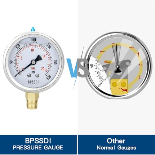 0 300 Psi Glycerin Liquid Filled Pressure Gauge