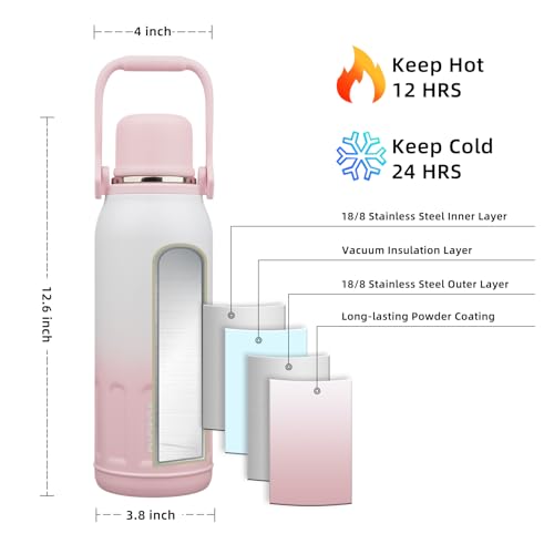 Stainless Steel Insulated Bottle with Handle & Strap