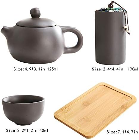 Goclothod Portable Travel Kungfu Teapot Handmade Tea Set Purple Clay Teapot Ceramic Teapot Teacups