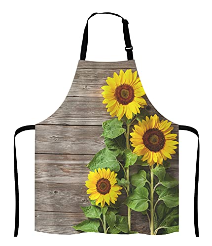 Sunflowers on Wooden Board Apron for Women and Men
