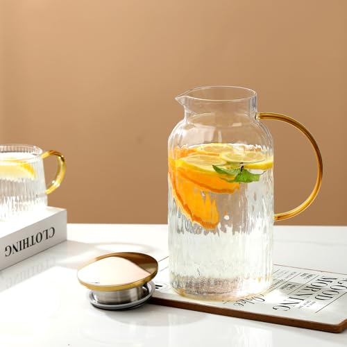 68 oz 2L Large Glass Pitchers with Lid