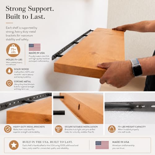 URBANDI Rustic Floating Shelves (2 Count)