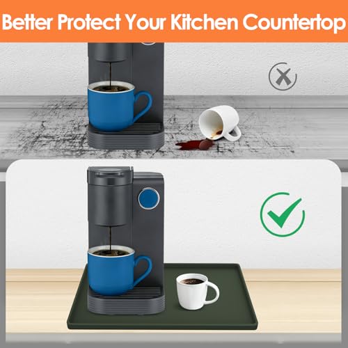Silicone Coffee Maker Mat with Lip for Countertops