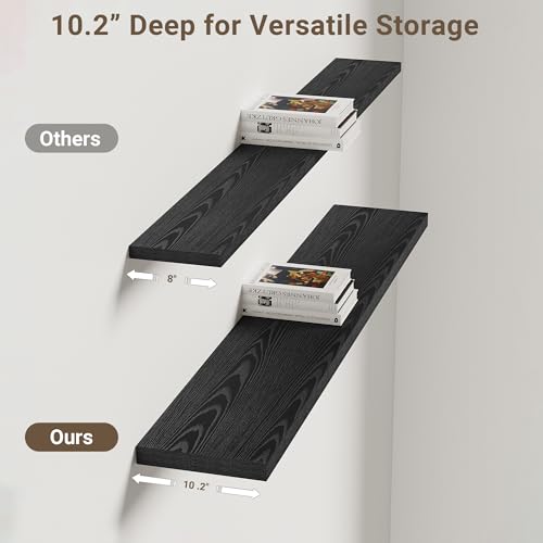 10 Inch Deep Floating Shelves for Wall 48” Set of 2 (2 Count)