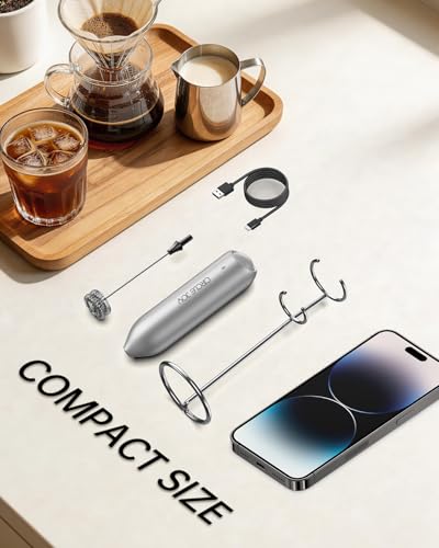 Rechargeable Milk Frother Handheld with Stand