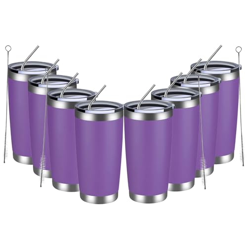 20oz Tumbler 8 Pack Double Wall Vacuum Insulated Travel Mug Bulk (8 Count)