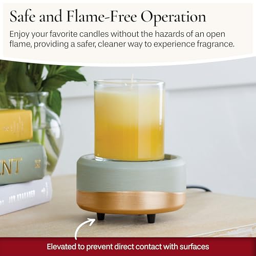 ETC 2-in-1 Candle and Fragrance Warmer for Warming Scented Candles or Wax Melts and Tarts with to Freshen Room, Midas