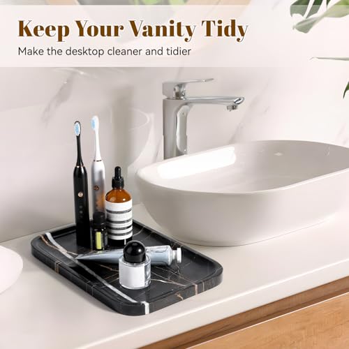 Marble Tray 12"x8" Natural Marble Vanity Tray for Countertop Bathroom Kitchen Dresser