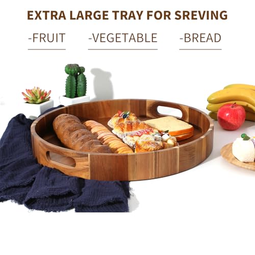 Extra Large 20" Acacia Wood Tray with Handles