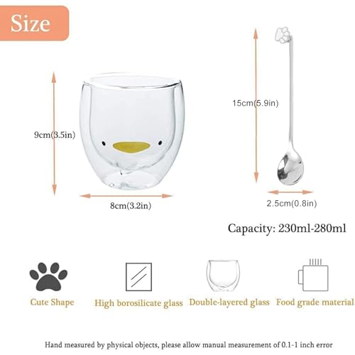 Duck Mug Cute Mugs Glass Double Wall Insulated Glass Espresso Cup
