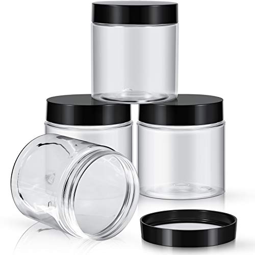 4 Pcs Plastic Jars Wide Mouth with Lids