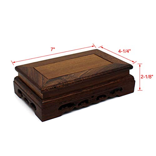 Primitives Rustic Rosewood Rectangle Display Stand Vase Pot Base Fishbowl Pedestal Stand