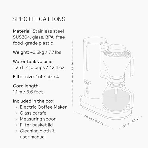 Drip Coffee Maker with 42oz Glass Carafe