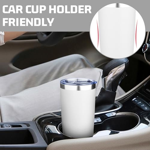 20oz Tumbler with Lid Double Wall Vacuum Insulated Travel Coffee Mug Stainless Steel Thermal Cup Powder Coated Sturdy Coffee Tumbler Bulk for Hot and Cold Beverage (6 Count)