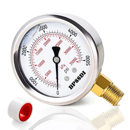 0 5000 Psi Glycerin Liquid Filled Hydraulic High Pressure Gauge