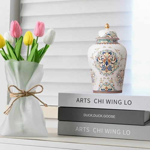 12 inches flowers Ginger Jar with Lid Chinese Decorative Ceramic