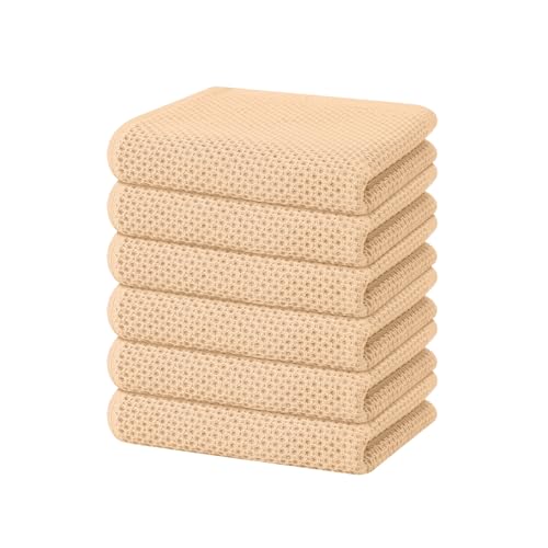 100% Cotton Waffle Weave Kitchen Dish Towels 6 (6 Count)