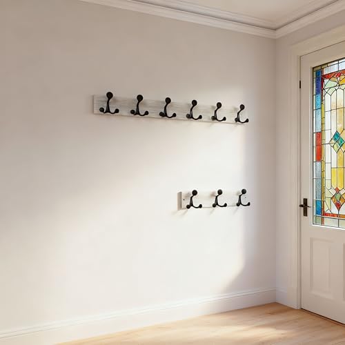 36 Inch Wood Coat Rack Wall Mount with 6 Triple Hooks (2 Count)