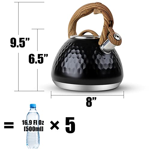 Tea Kettle Toptier Teapot Whistling Kettle with Wood Pattern Handle Loud Whistle