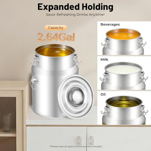 2.64 Gal 304 Stainless Steel Milk Can with Faucet and Sealing Lid